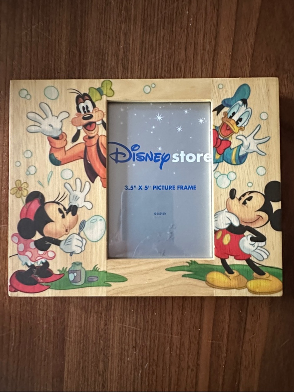 3.5x5” Disney Store Natural Wood Picture Frame Back Panel Mickey & Friends